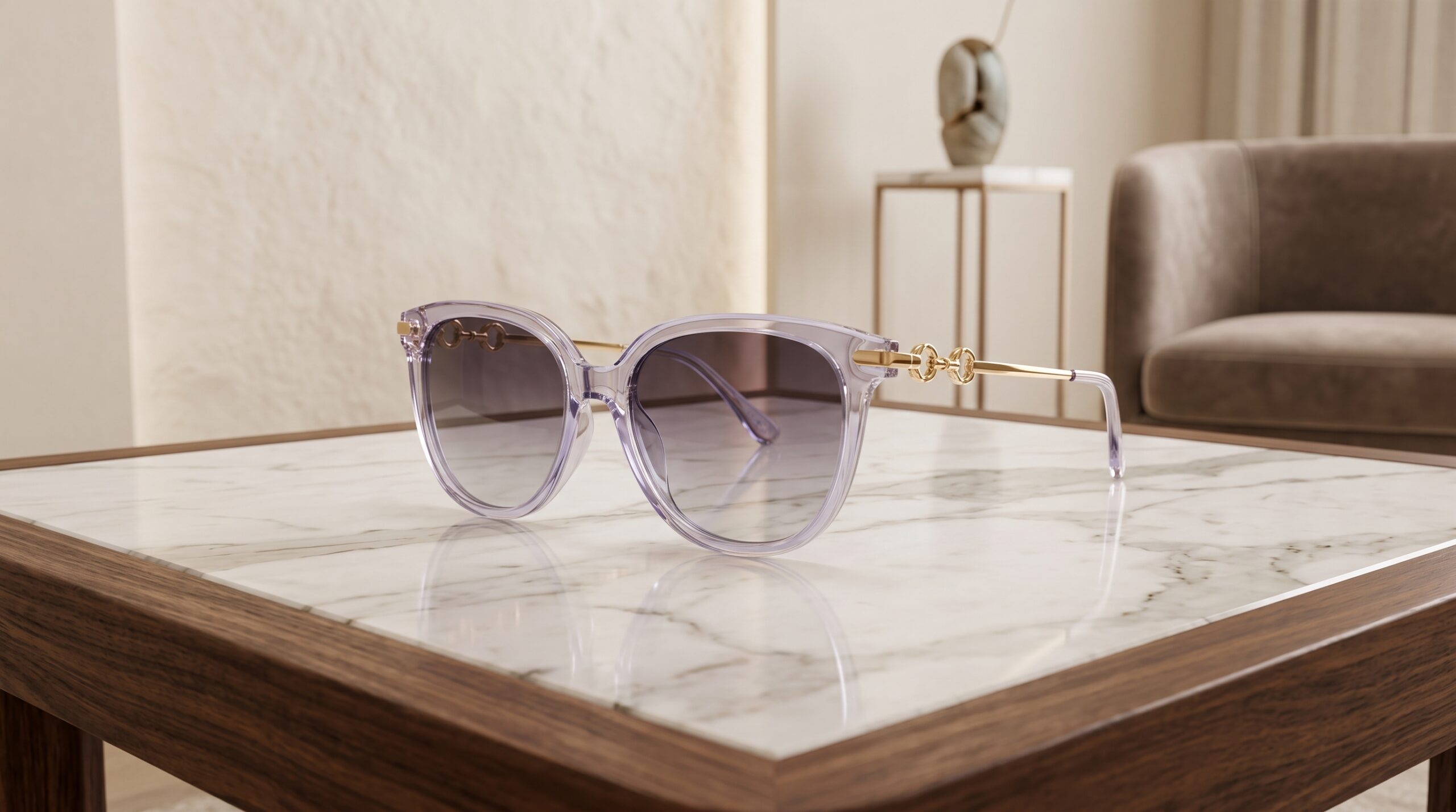 Hassanza Premium Transparent Gold-Detail Gradient Sunglasses Unisex - Image 5