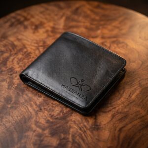 Minimalist Black Leather Wallet No-Flap Wallet for Men | Hassanza