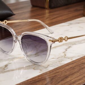 Hassanza Premium Transparent Gold-Detail Gradient Sunglasses Unisex