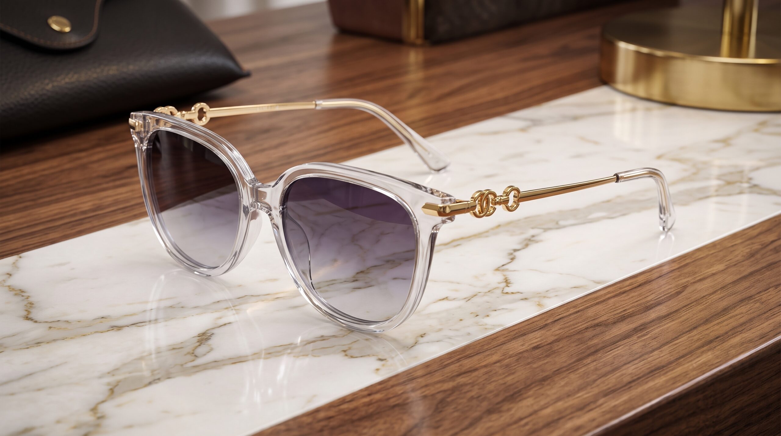 Hassanza Premium Transparent Gold-Detail Gradient Sunglasses Unisex
