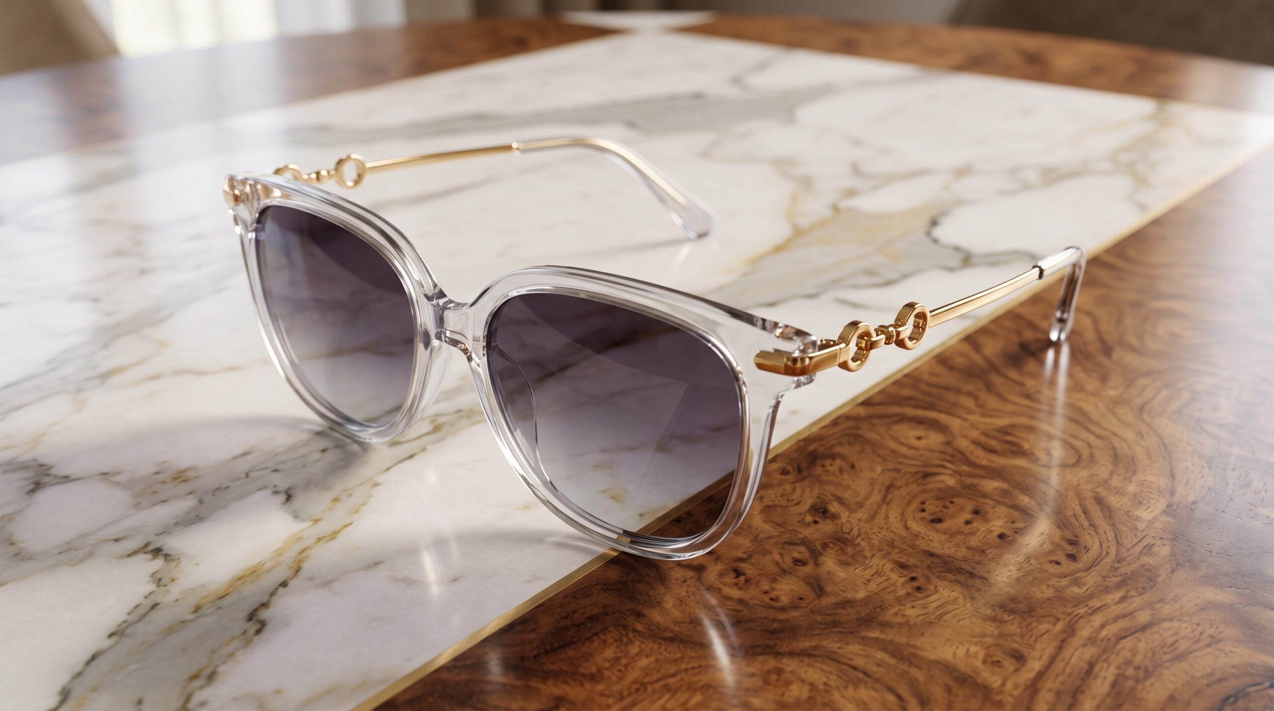 Hassanza Premium Transparent Gold-Detail Gradient Sunglasses Unisex - Image 3