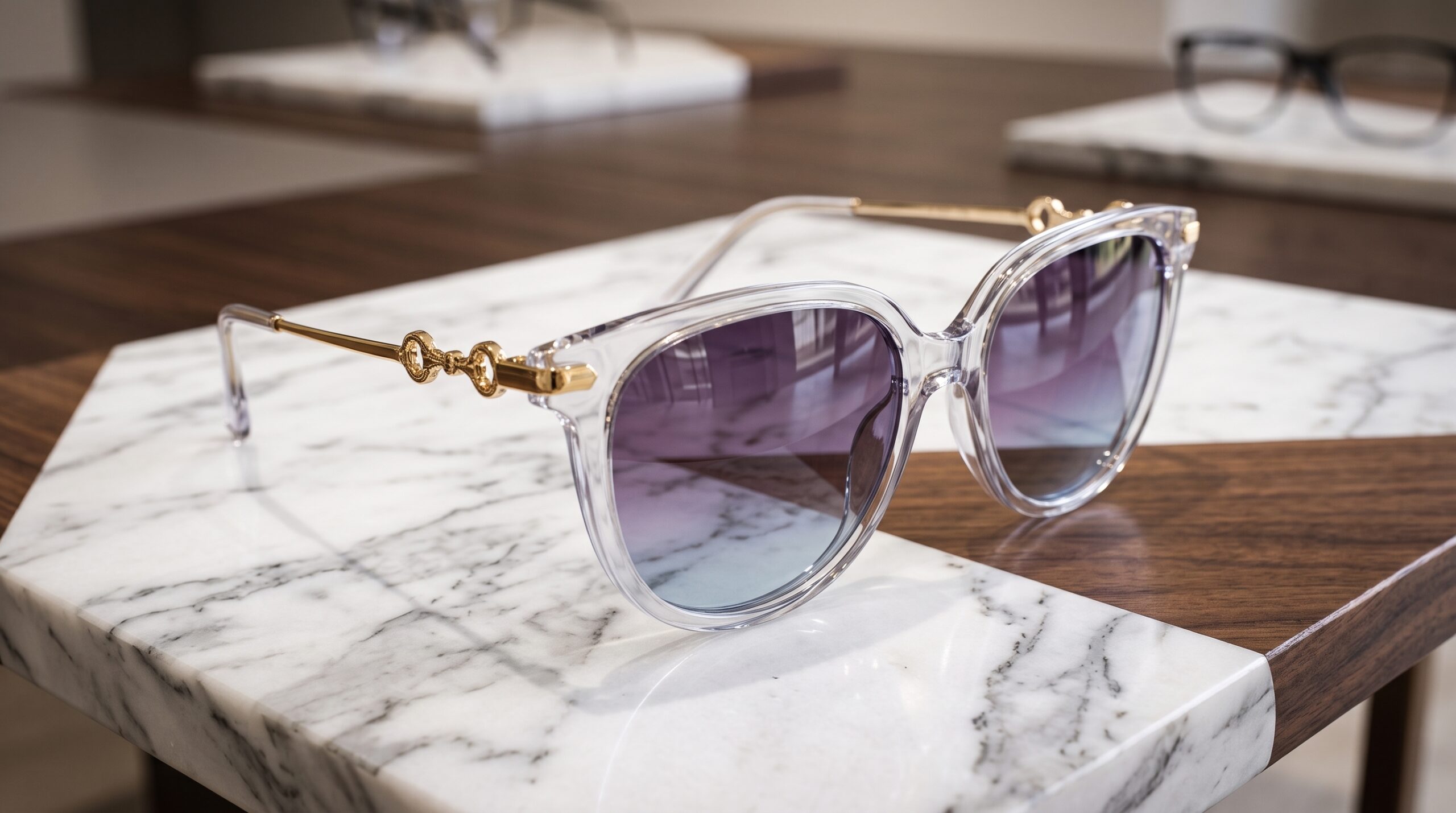 Hassanza Premium Transparent Gold-Detail Gradient Sunglasses Unisex - Image 2