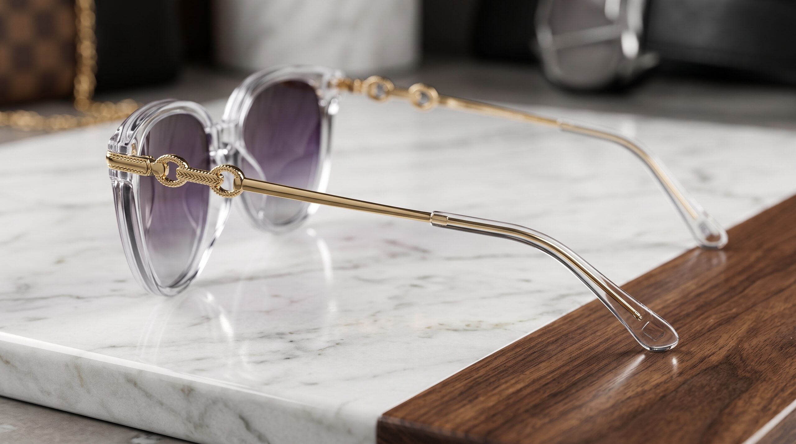 Hassanza Premium Transparent Gold-Detail Gradient Sunglasses Unisex - Image 4