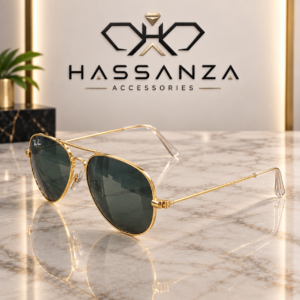 Ray-Ban Gold-Tone Aviator Sunglasses with Dark Lenses