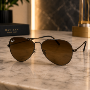 Ray-Ban Brown Aviator Sunglasses with Double Bridge